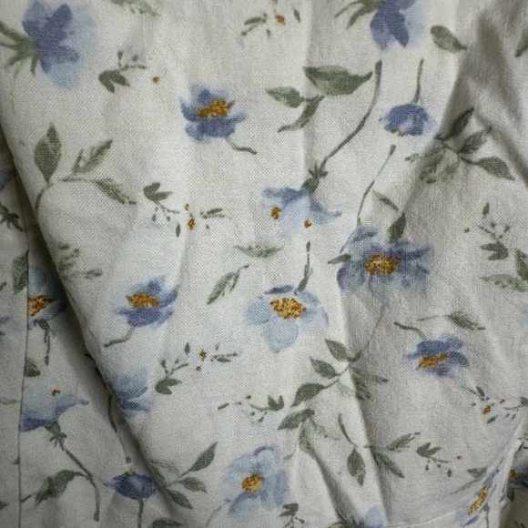 Old Navy Cream Floral Smocked Wide-Leg Jumpsuit with Blue Print - Picture 9 of 11